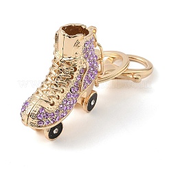 Golden Zinc Alloy with Rhinestone Ice Skates Keychain&nbsp;DIY-B075-01G-02