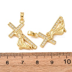 Brass Micro Pave Clear Cubic Zirconia Pendants&nbsp;CU-CBAF45D-01G