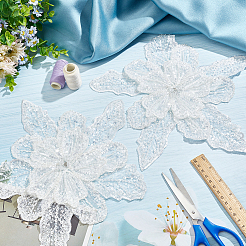 Flower Multi-Layer Polyester & Sequin Embroidery Appliques&nbsp;PATC-WH0010-35