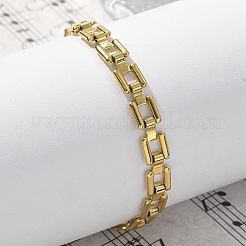 304 Stainless Steel Square Link Chain Bracelets for Women&nbsp;BJEW-F488-21G-02