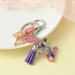 Letter & Butterfly Transparent Epoxy Resin Keychains&nbsp;KEYC-YW00001