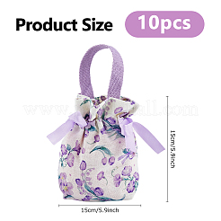 10Pcs Cloth Flower Print Drawstring Pouches&nbsp;ABAG-DC0001-09A