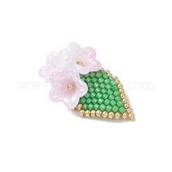 Handmade Glass Seed Beaded Flower Pendants&nbsp;PALLOY-MZ00794-01