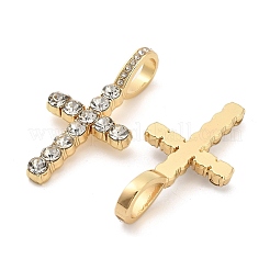 Rack Plating Alloy Pendants with Rhinestone&nbsp;PALLOY-Q005-02G