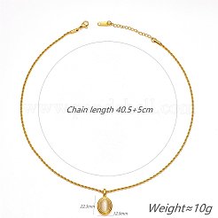 304 Stainless Steel with Cat Eye Oval Pendant Rope Chain Necklaces for Women&nbsp;FS-WG728AB-01
