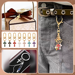 28Pcs 7 Styles Cross Alloy Enamel Pendant Decoration&nbsp;HJEW-PH02125