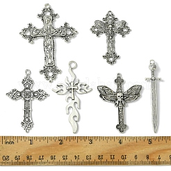 6Pcs 6 Styles Tibetan Style Alloy Cross Pendants&nbsp;FIND-FS0002-57