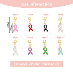 8 Sets Awareness Ribbon Alloy Enamel Pendant Decorations&nbsp;HJEW-FH0001-42