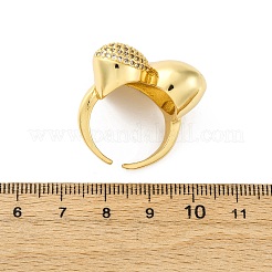 Brass Micro Pave Cubic Zirconia Adjustable Cuff Rings for Women&nbsp;RJEW-U053-07G