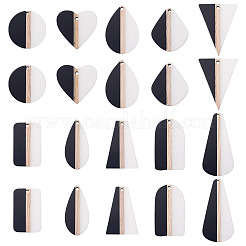 20Pcs 10 Styles Resin & Natural Wood Pendants&nbsp;RESI-TA0004-48