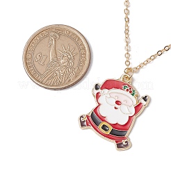 3Pcs 3 Styles Christmas Bell Socking Santa Claus Alloy Enamel Pendant Necklaces for Women&nbsp;NJEW-JN05130-01