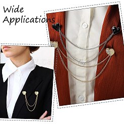 4Pcs 2 Styles Heart Rhinestone Lapel Pins&nbsp;JEWB-CJ0003-34