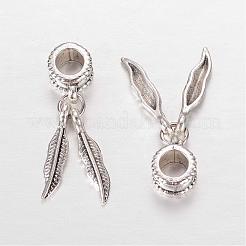 Leaf Alloy European Dangle Large Hole Pendants&nbsp;MPDL-F017-02