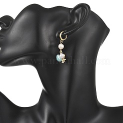 Natural Cultured Freshwater Pearl & Brass Enamel Hoop Dangle Earrings for Women&nbsp;EJEW-JE07268-02