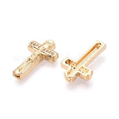 Religion Brass Micro Pave Clear Cubic Zirconia Beads&nbsp;KK-T080-90G