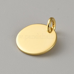 Flat Round 925 Sterling Silver Charms&nbsp;STER-WH0005-43A-G