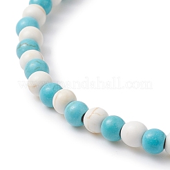 4Pcs 4 Style Dyed Synthetic Turquoise Starfish & Turtle Beaded Stretch Bracelets Set for Women&nbsp;BJEW-JB09337