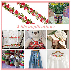 3D Flower Embroidery Polyester Lace Trim&nbsp;SRIB-WH0011-141D