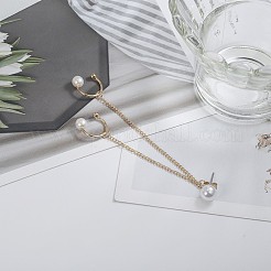 Alloy & Round Imitation Pearl Tassel Chain Cuff Crawler Climber Cartilage Earrings&nbsp;FS-WG06E18-01