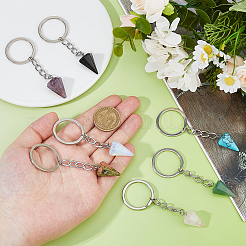 7Pcs Natural & Synthetic Gemstone Keychain&nbsp;KEYC-FH00069
