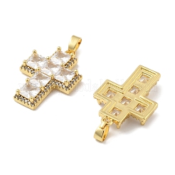 Cross Brass Micro Pave Cubic Zirconia Pendants&nbsp;KK-M325-02G