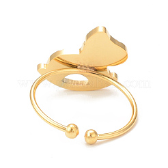 Ion Plating(IP) 304 Stainless Steel Rocking Horse Open Cuff Ring for Women&nbsp;RJEW-I096-10G