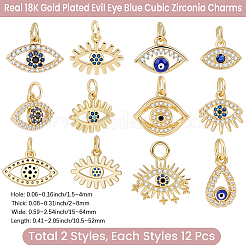8Pcs 8 Styles Real 18K Gold Plated Brass Micro Pave Cubic Zirconia Pendants&nbsp;KK-BBC0023-65