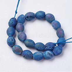 Electroplated Natural Druzy Geode Agate Bead Strands&nbsp;G-P251-E02
