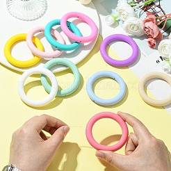 10Pcs 10 Colors Round Ring Food Grade Silicone Focal Beads&nbsp;SIL-CJ0001-32