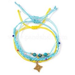 Summer Beach Style Adjustable Synthetic Green Turquoise Imperial Stone Beaded Bracelet Set&nbsp;UQ9789-2