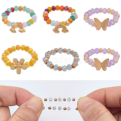 6Pcs 2 Styles Alloy & Glass Beaded Decorative Rings for Smartwatch Band&nbsp;AJEW-CP0009-95