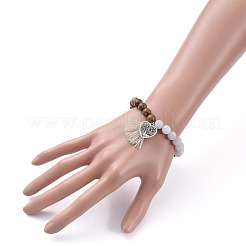 Natural White Jade(Dyed) Beads Stretch Charm Bracelets&nbsp;BJEW-JB05275-01