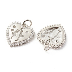 Valentine's Day Theme Brass Micro Pave Clear Cubic Zirconia Pendants&nbsp;ZIRC-P094-19P-RS