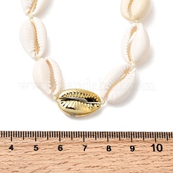 304 Stainless Steel & Natural Cowrie Shell Beaded Necklaces for Women&nbsp;NJEW-F356-03G