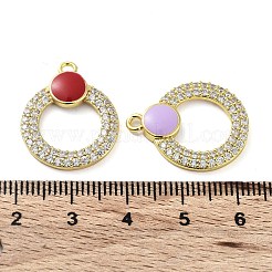 Brass Micro Pave Clear Cubic Zirconia Pendants&nbsp;KK-F871-15G