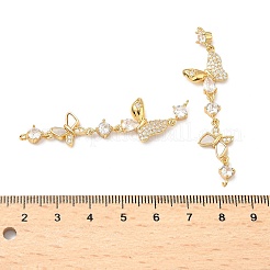 Brass Pave Clear Cubic Zirconia Connector Charms&nbsp;KK-Z139-12G-02