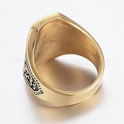 Ion Plating(IP) 304 Stainless Steel Signet Rings for Men&nbsp;RJEW-H125-37AG