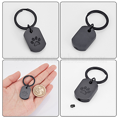 Rectangle with Paw Print 304 Stainless Steel Pet Memorial Urn Ashes Keychains&nbsp;STAS-WH0029-80EB
