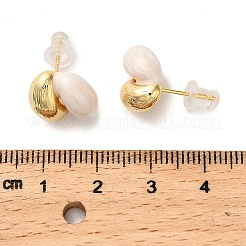 Brass Enamel Stud Earrings&nbsp;EJEW-P308-09A-G