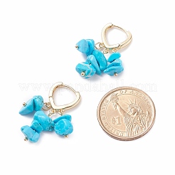Synthetic Turquoise Chips Dangle Hoop Earrings&nbsp;EJEW-JE04884-03