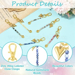 6Pcs Natural Gemstone & Alloy Pendant Decorations&nbsp;HJEW-YW00329