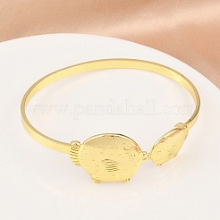 Marine Organism Brass Cuff Bangles for Women&nbsp;BJEW-D368-03B-G