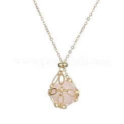 Natural Mixed Gemstone Round Pendant Necklaces&nbsp;NJEW-JN04565