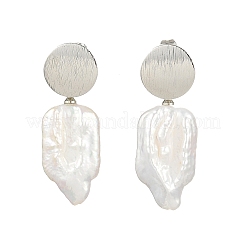 Natural Baroque Pearl Keshi Pearl Dangle Stud Earrings for Women&nbsp;EJEW-JE07044