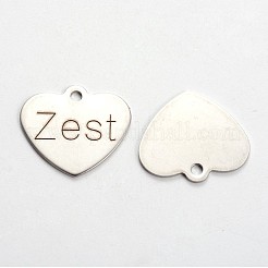 Non-Tarnish 201 Stainless Steel Heart Pendants&nbsp;STAS-L165-C18