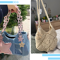 20Pcs Plywood Alloy Star Keychains&nbsp;KEYC-BM0001-01
