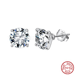 925 Sterling Silver Micro Pave Clear Cubic Zirconia Stud Earrings&nbsp;EJEW-G443-05P