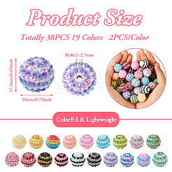 38Pcs 19 Colors Resin Rhinestone Beads Sets&nbsp;RESI-TA0001-81