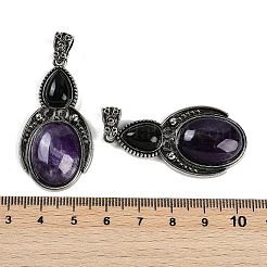 Natural Amethyst & Obsidian Pendants&nbsp;G-I370-08AS-06