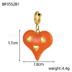 Heart Charms 304 Stainless Steel Enamel Pendants&nbsp;STAS-OY004-09G